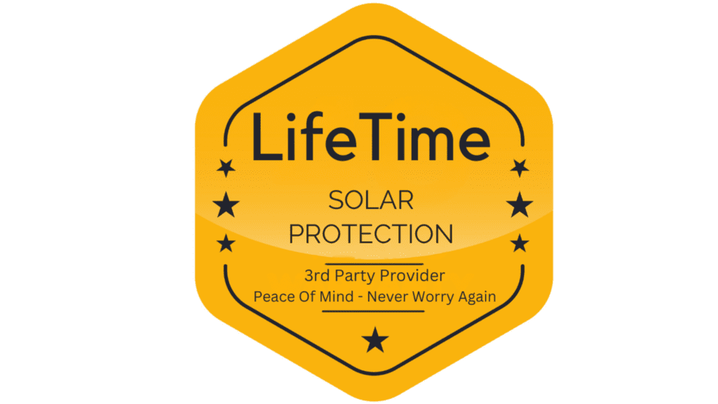 Lifetime Solar Protection by 3rd party emblem in yellow